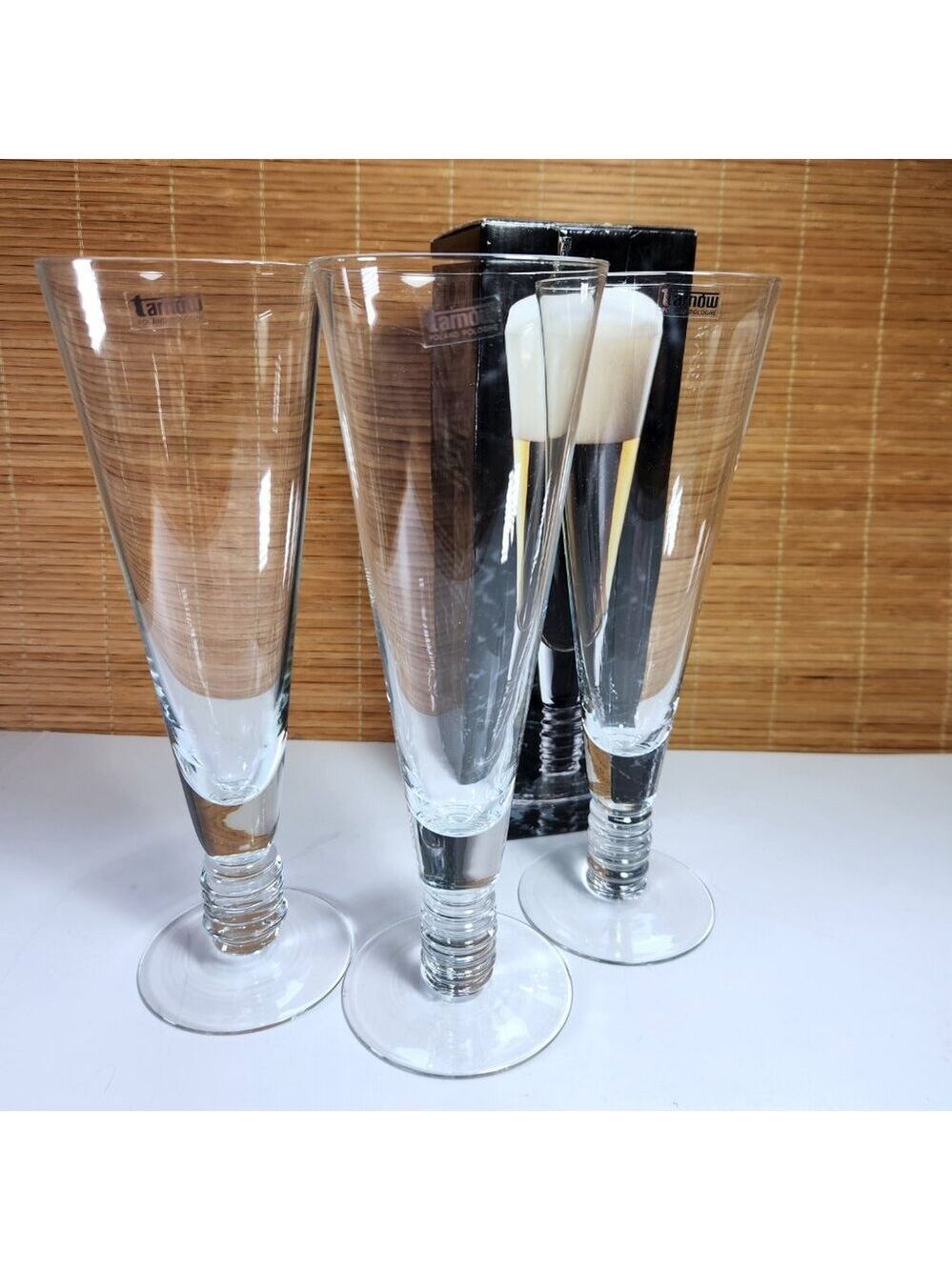 Set of 3 Tannow Pilsner Glasses • New in Box • Barware
